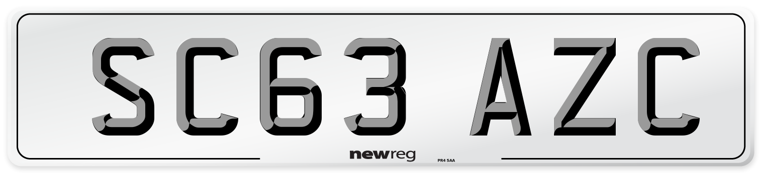 SC63 AZC Number Plate from New Reg